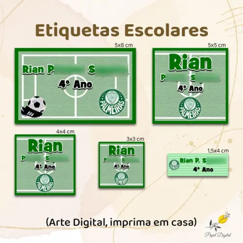 Etiquetas Escolares Futebol - Arte Digital