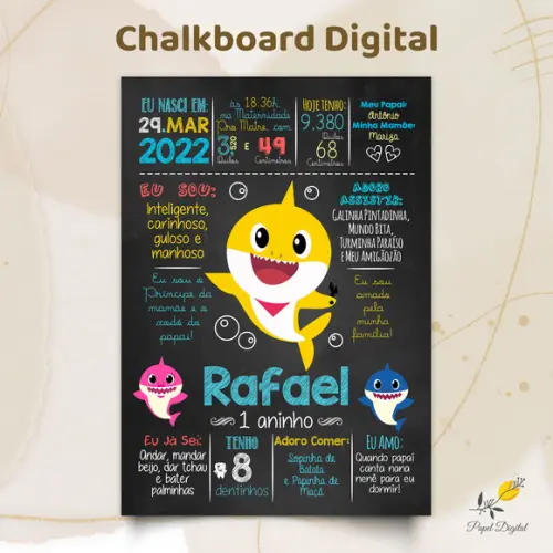 Chalkboard Digital Baby Shark