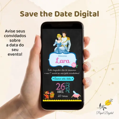 Save The Date Digital Cinderela Modelo 1