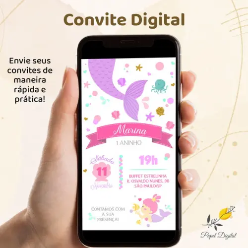 Convite Digital Sereia Modelo 1