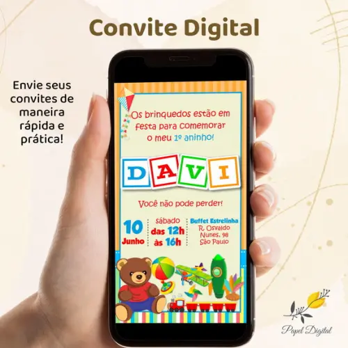 Convite Digital Brinquedos Modelo 3