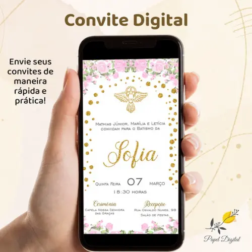 Convite Digital Batizado Modelo 9