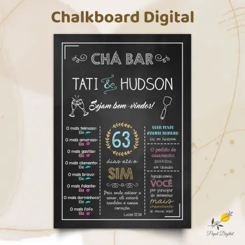 Chalkboard Digital Chá Bar Modelo 1