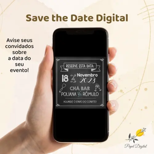 Save The Date Digital Chá Bar
