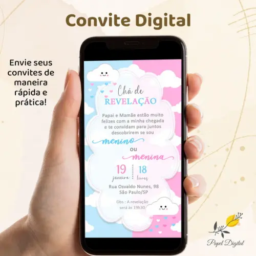 Convite Digital Chá de Revelação Modelo 6