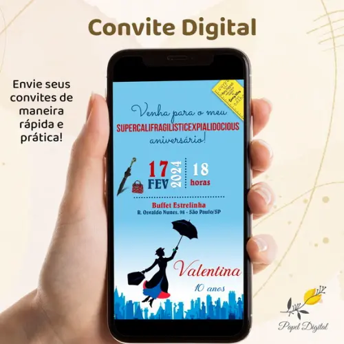 Convite Digital Mary Poppins
