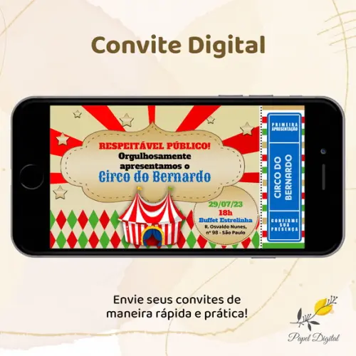 Convite Digital Circo Modelo 4