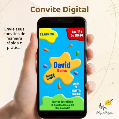 Convite Digital Slime Modelo 1