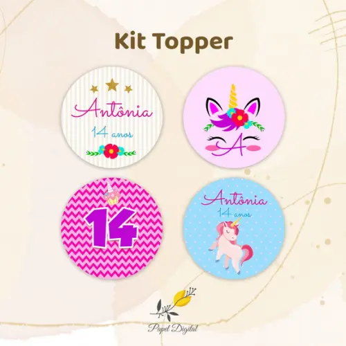 Kit Topper Unicórnio