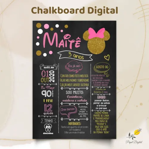 Chalkboard Digital Minnie Modelo 7