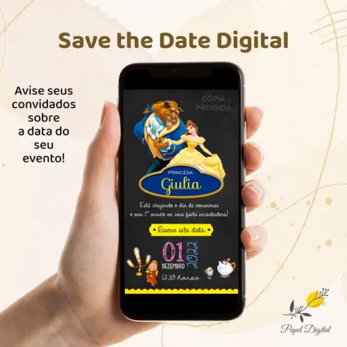 Save The Date Digital Bela e a Fera