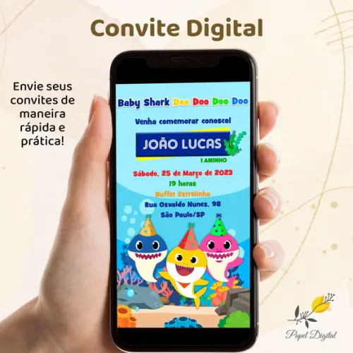 Convite Digital Baby Shark Modelo 2