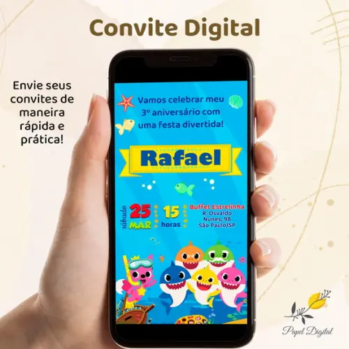 Convite Digital Baby Shark Modelo 1