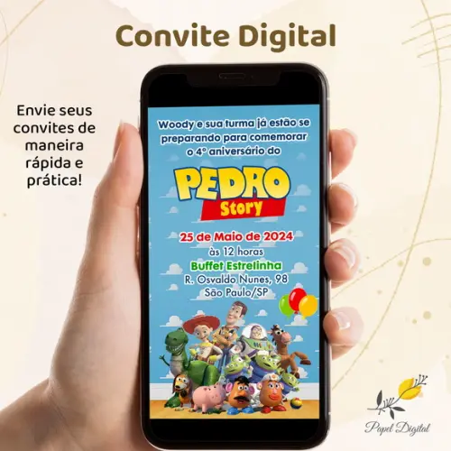 Convite Digital Toy Story Modelo 1