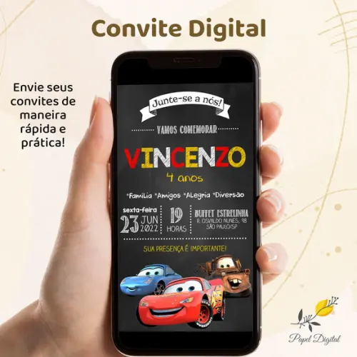 Convite Digital Carros Modelo 5