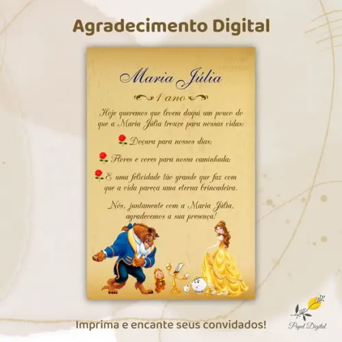 Agradecimento Digital a Bela e a Fera Modelo 1