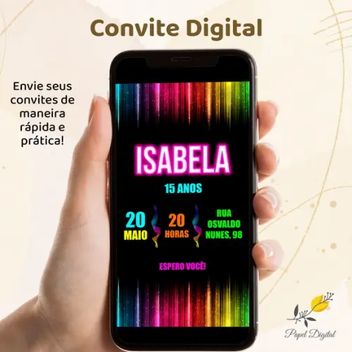 Convite Digital Neon Modelo 2