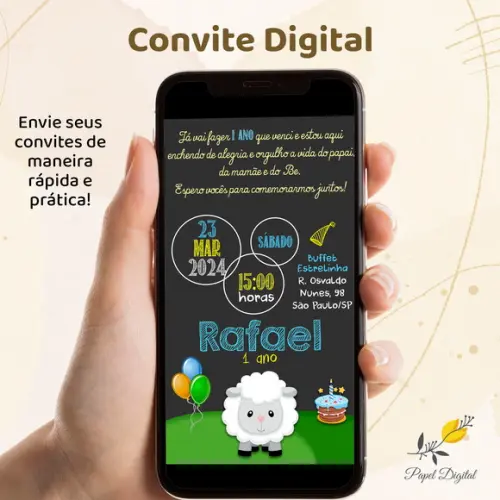 Convite Digital Ovelhinha Modelo 2