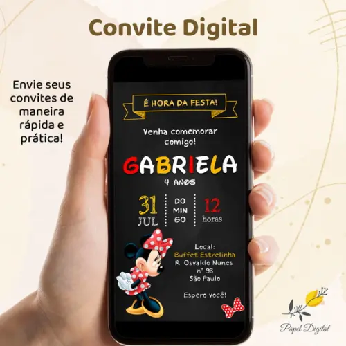 Convite Digital Minnie Modelo 6