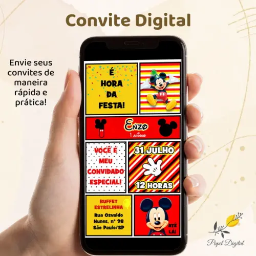 Convite Digital Mickey Modelo 4