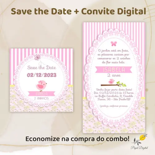 Convite + Save The Date Digital Jardim