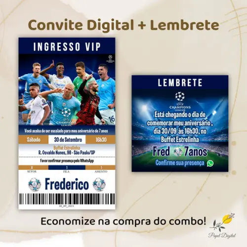 Convite + Lembrete Digital Futebol