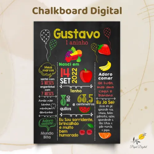 Chalkboard Digital Frutas Modelo 2