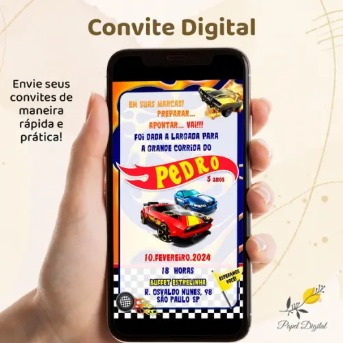 Convite Digital Hot Wheels Modelo 1