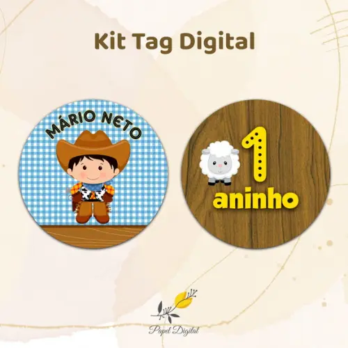 Kit Digital Tags Fazendinha Modelo 3