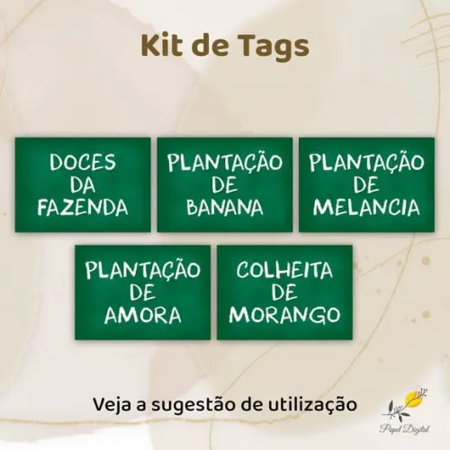 Kit Digital Tags Fazendinha Modelo 1