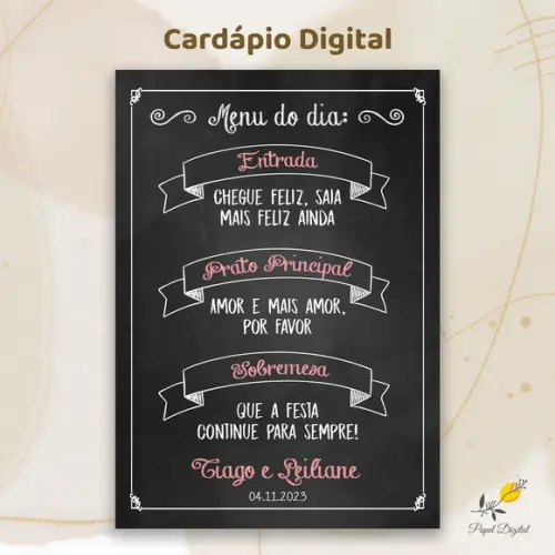 Cardápio Digital Festa de Casamento Modelo 2