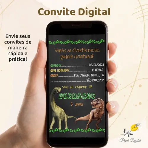 Convite Digital Dinossauro Modelo 2