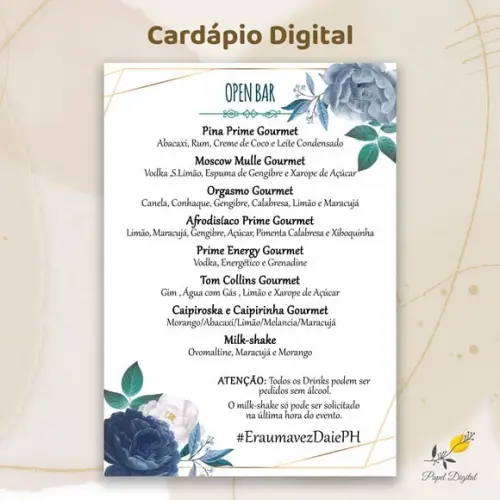 Cardápio Digital Festa de Casamento Modelo 1