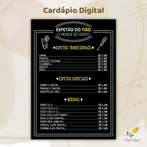 Cardápio Digital Modelo 1