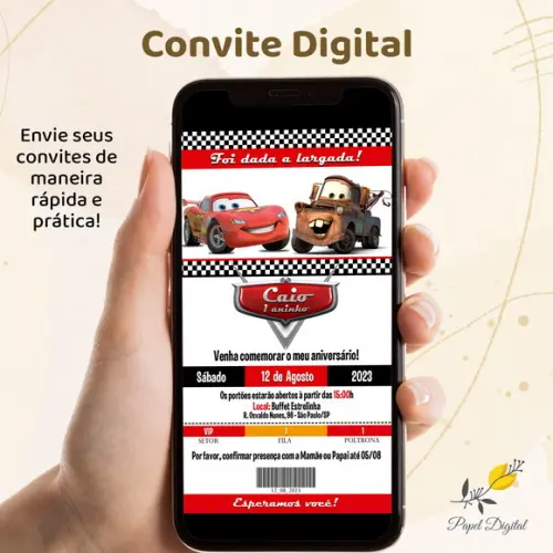 Convite Digital Carros Modelo 4