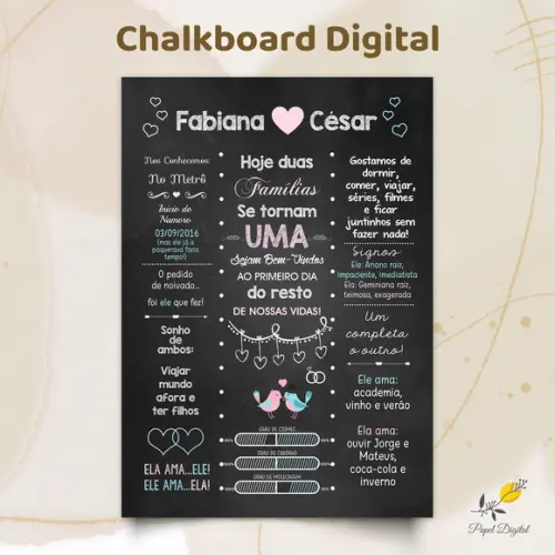 Chalkboard Digital Casamento Modelo 9