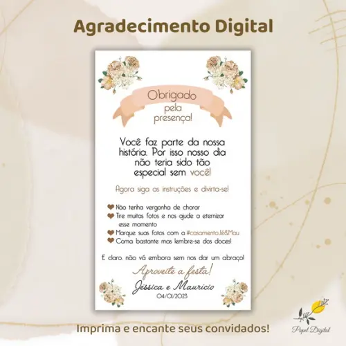 Agradecimento Digital Casamento