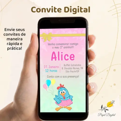 Convite Digital Galinha Pintadinha Modelo 5