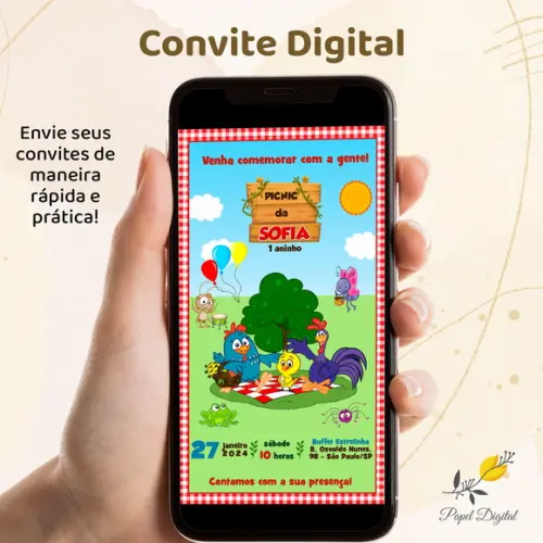 Convite Digital Galinha Pintadinha Modelo 6