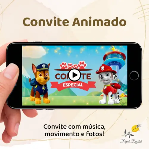 Convite Animado (vídeo) Patrulha Canina Modelo 1