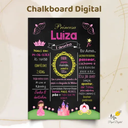 Chalkboard Digital Princesa Modelo 2