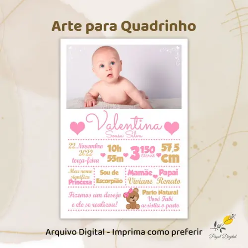 Arte Informações do Bebê Modelo 9