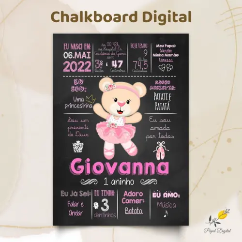 Chalkboard Digital Ursa Bailarina