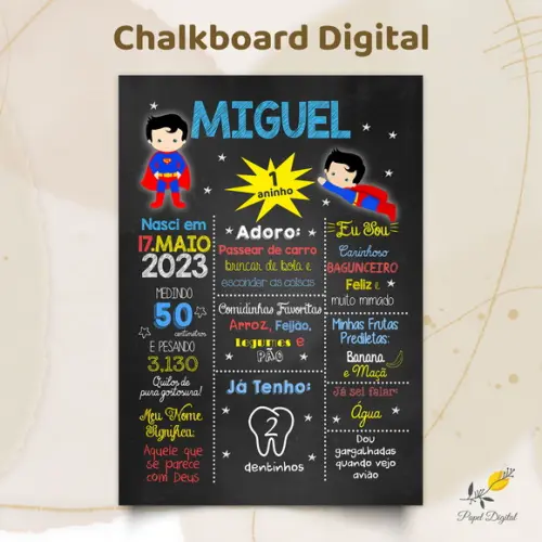Chalkboard Digital Super Homem Modelo 2