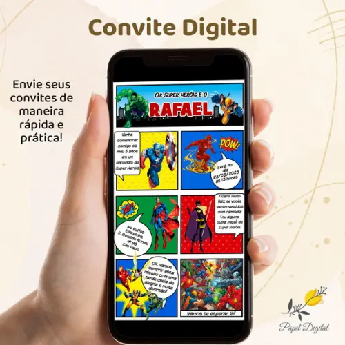 Convite Digital Super Heróis Modelo 2