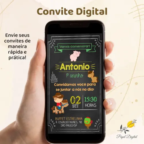 Convite Digital Fazendinha Modelo 4