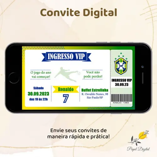 Convite Digital Seleção Brasileira Modelo 1