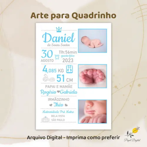 Arte Informações do Bebê Modelo 7