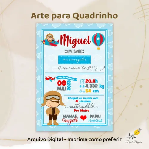 Arte Informações do Bebê Modelo 8