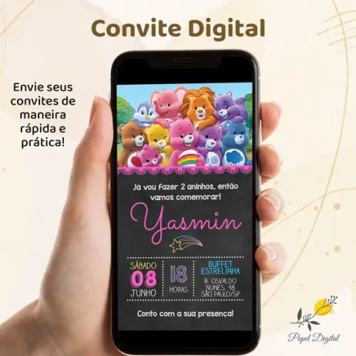 Convite Digital Ursinhos Carinhosos Modelo 1